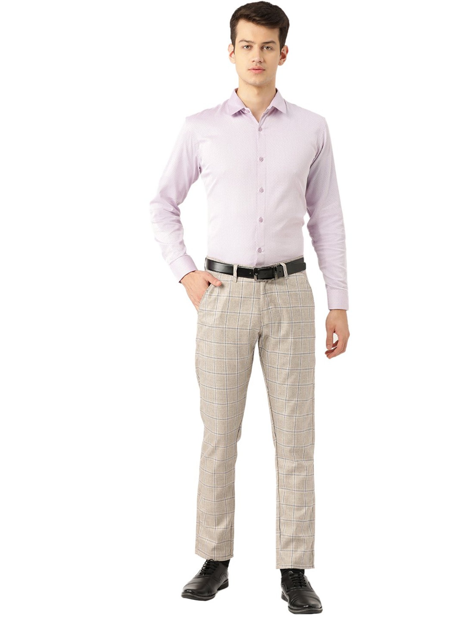 Sojanya Light Grey & Navy Checks Trousers