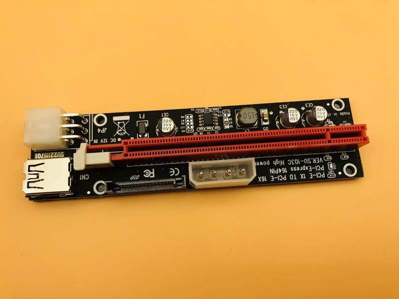 12PCS 3 in 1 4pin 6pin SATA PCI E Express 1x 4x 8x 16x Extender USB 3.0  Black PCI E Riser Adapter Card For Bitcoin Miner Mining