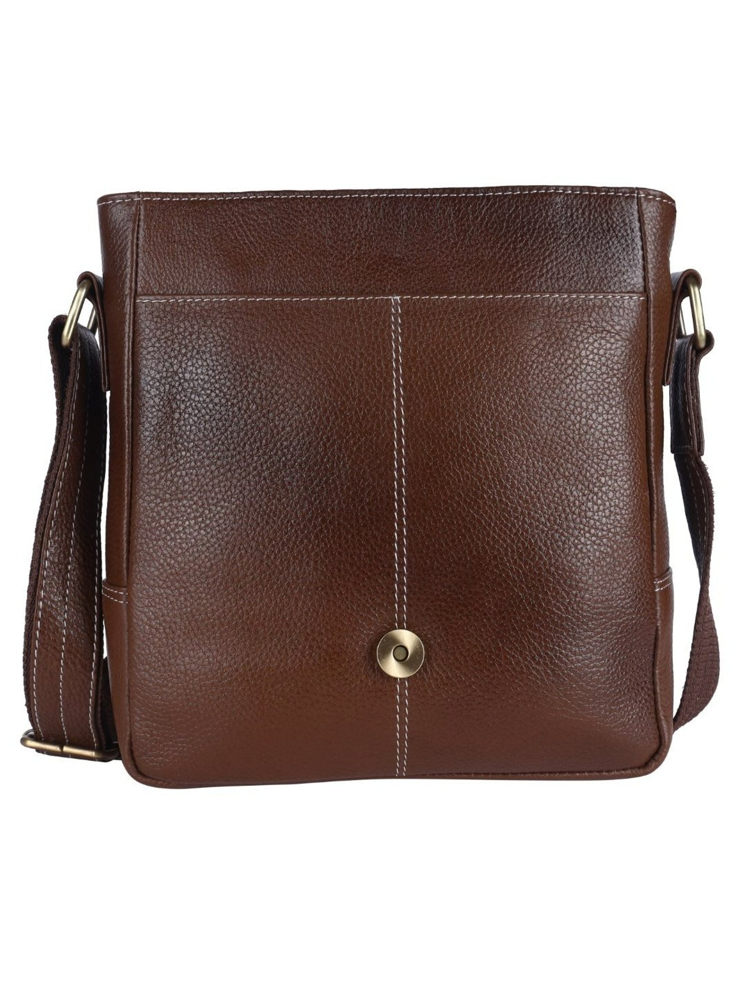 HiLEDER Brown Textured Medium Leather 9 inch Cross Body Bag