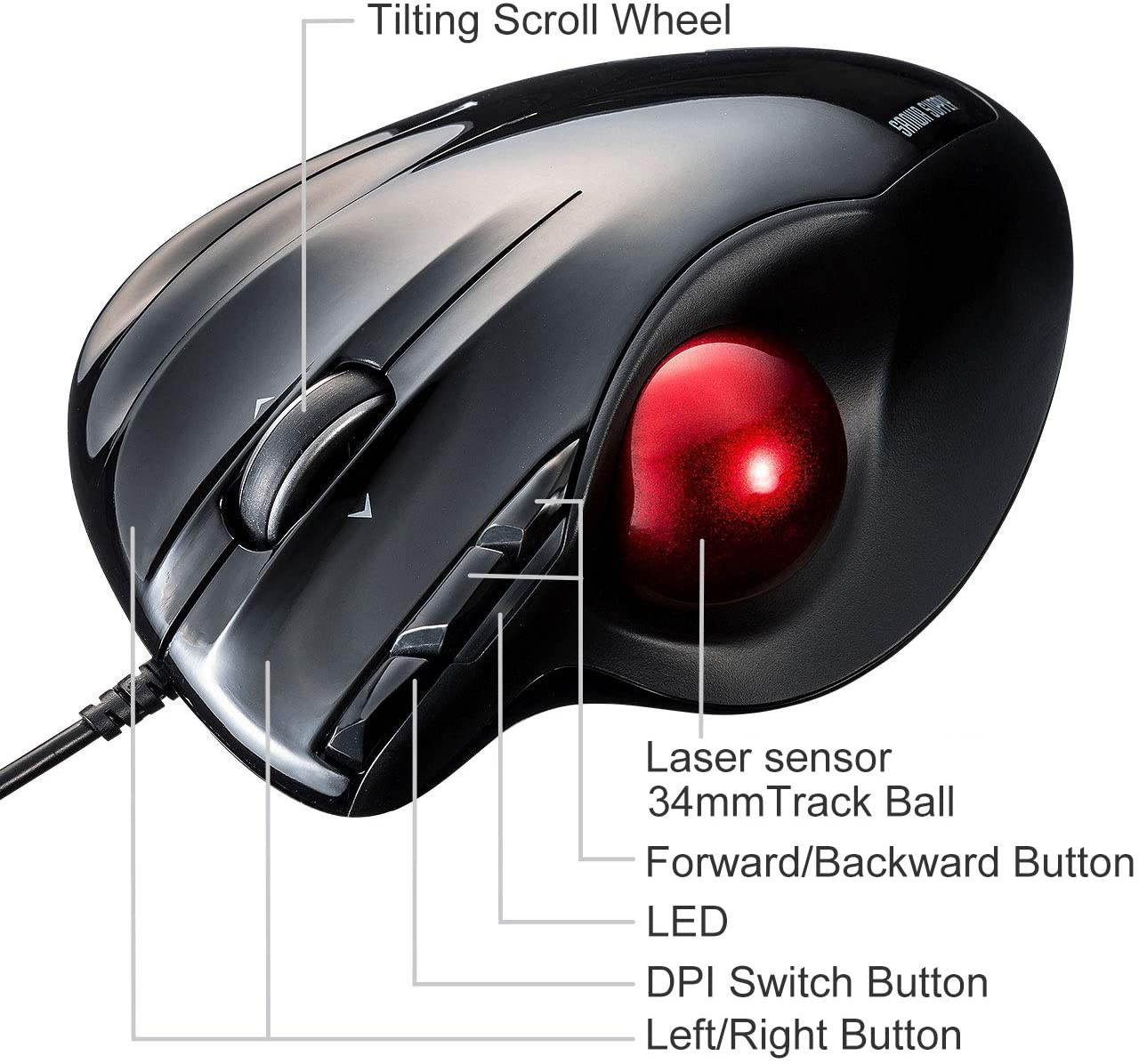 Bluetooth Trackball Mouse, Jelly Comb 2.4G USB Wireless & Bluetooth Ergonomic Mice Rechargeable with USB-C Port and 3 DPI for Computer Laptop Tablet Android Windows Mac