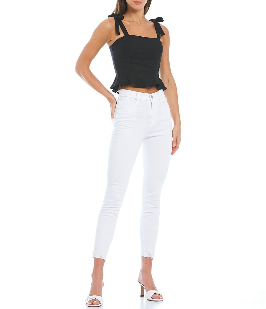 Gianni Bini Woven Lee Peplum Sleeveless Tie Blouse