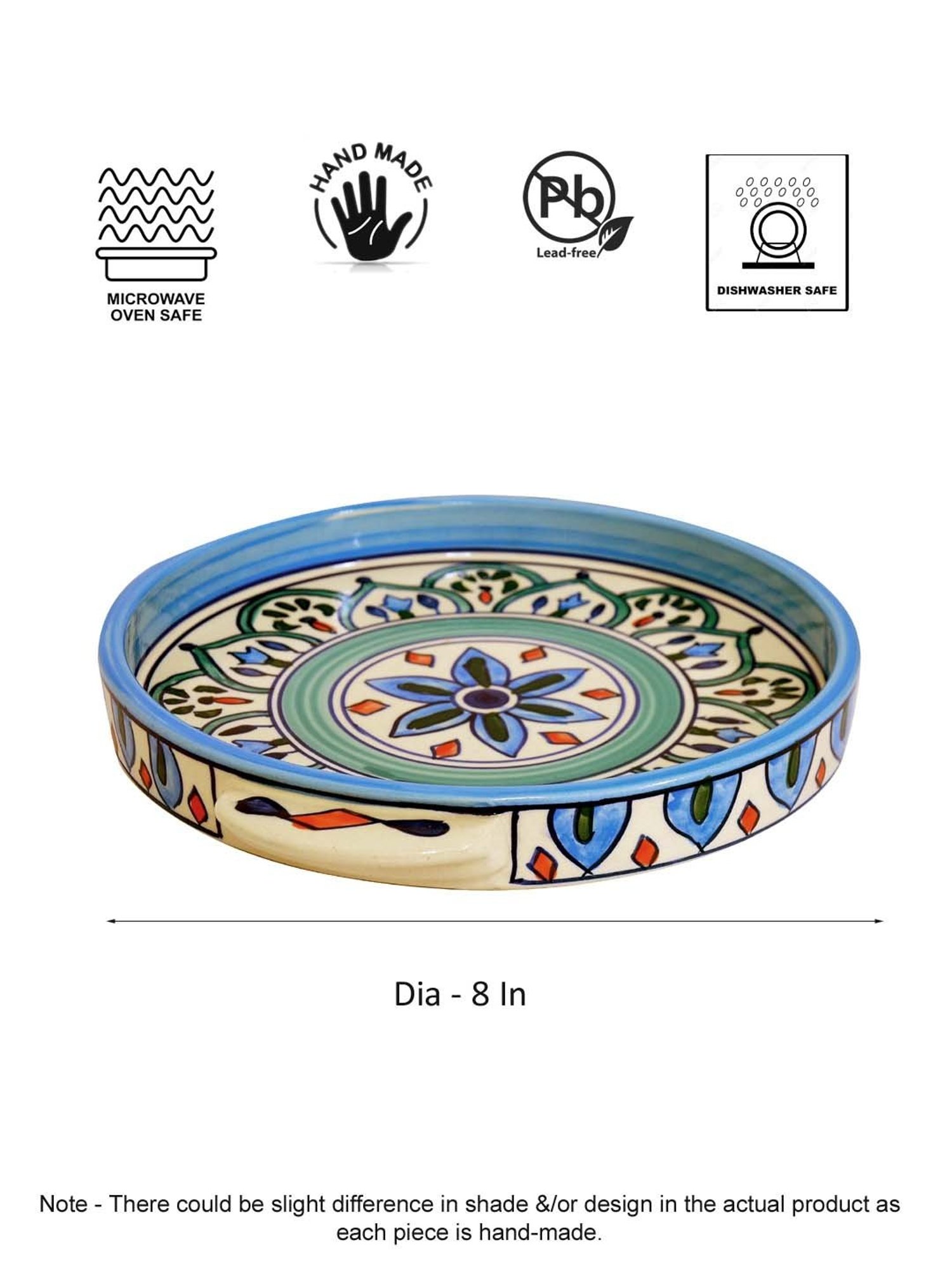 VarEesha The Royal Crown Blue Ceramic Pizza Platter - Set of 1