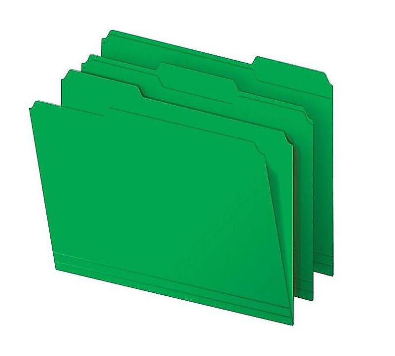 MyOfficeInnovations Colored Top-Tab File Folders 3 Tab Assorted Colors Letter Size 24/PK 285130