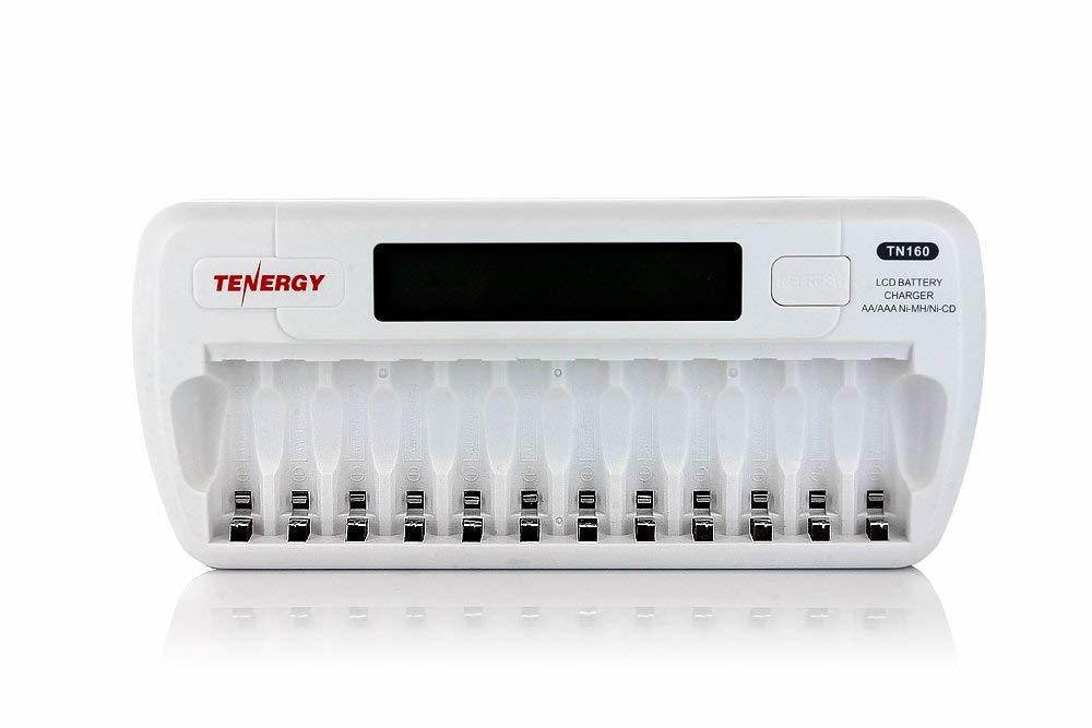 combo: tn160 12-bay aa/aaa nimh/nicd lcd charger + 12 aa & 12 aaa premium nimh rechargeable batteries