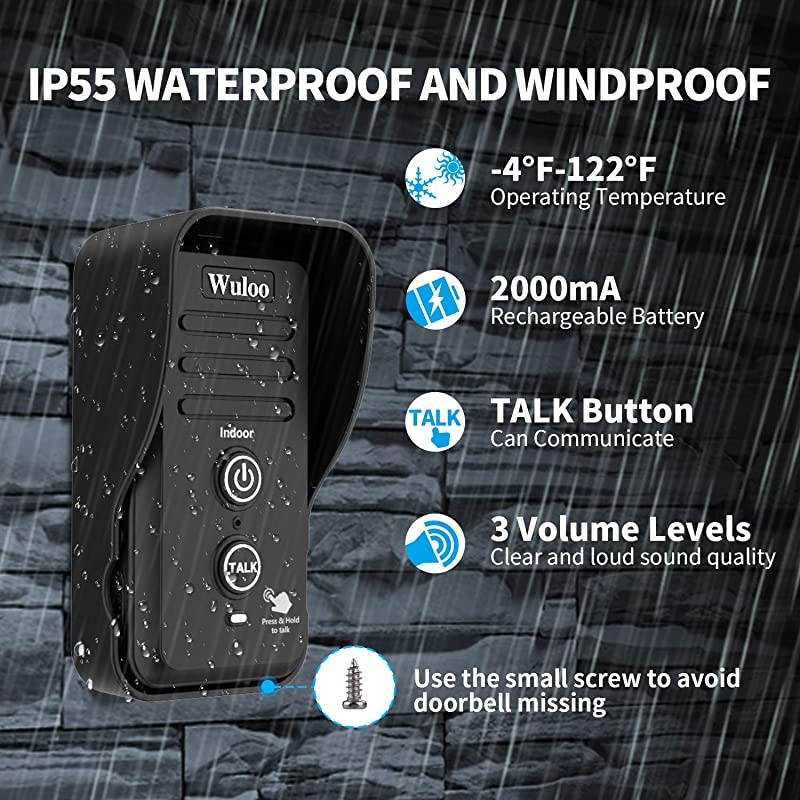 Wireless Intercom Doorbells for Home Classroom, Intercomunicador Waterproof Electronic Doorbell Chime with 1/2 Mile Range 3 Volume Levels Rechargeable Battery Including Mute Mode(Black, 2&2)