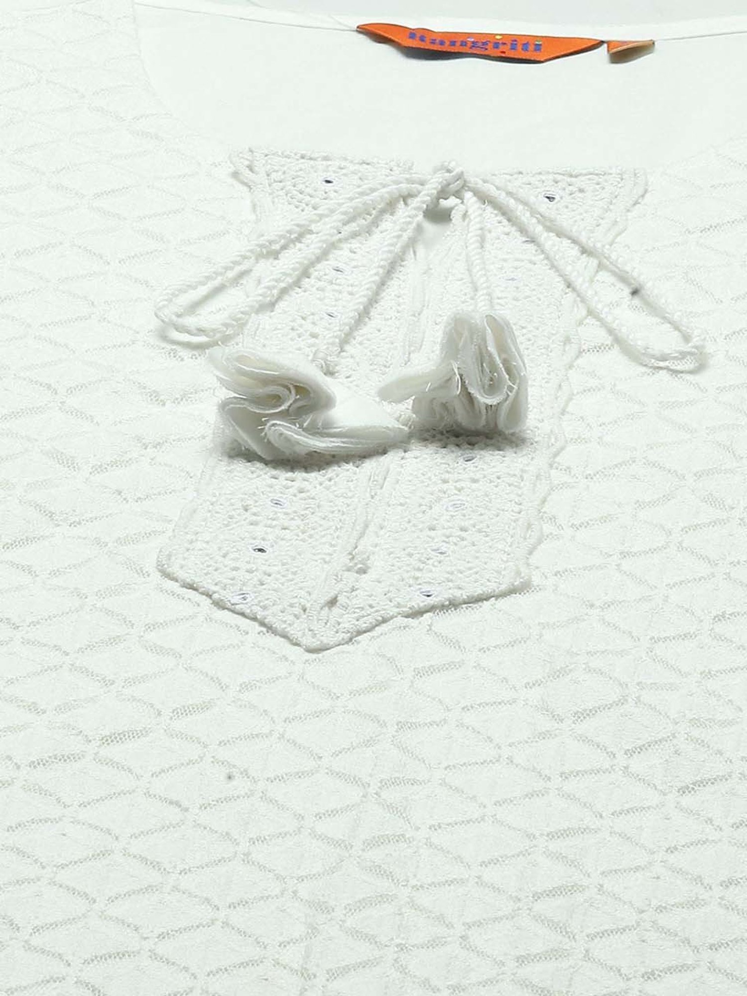 Rangriti Off-White Cotton Self Pattern Top