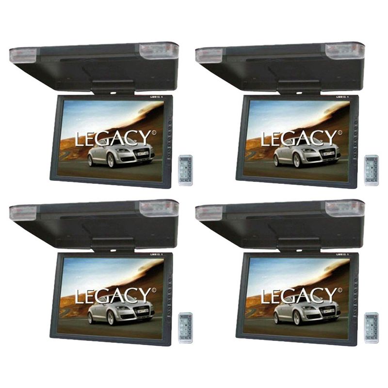 LEGACY 15" LCD TFT Car/SUV/TRUCK Flip Down Roof Mount Monitor TV IR (4 Pack)