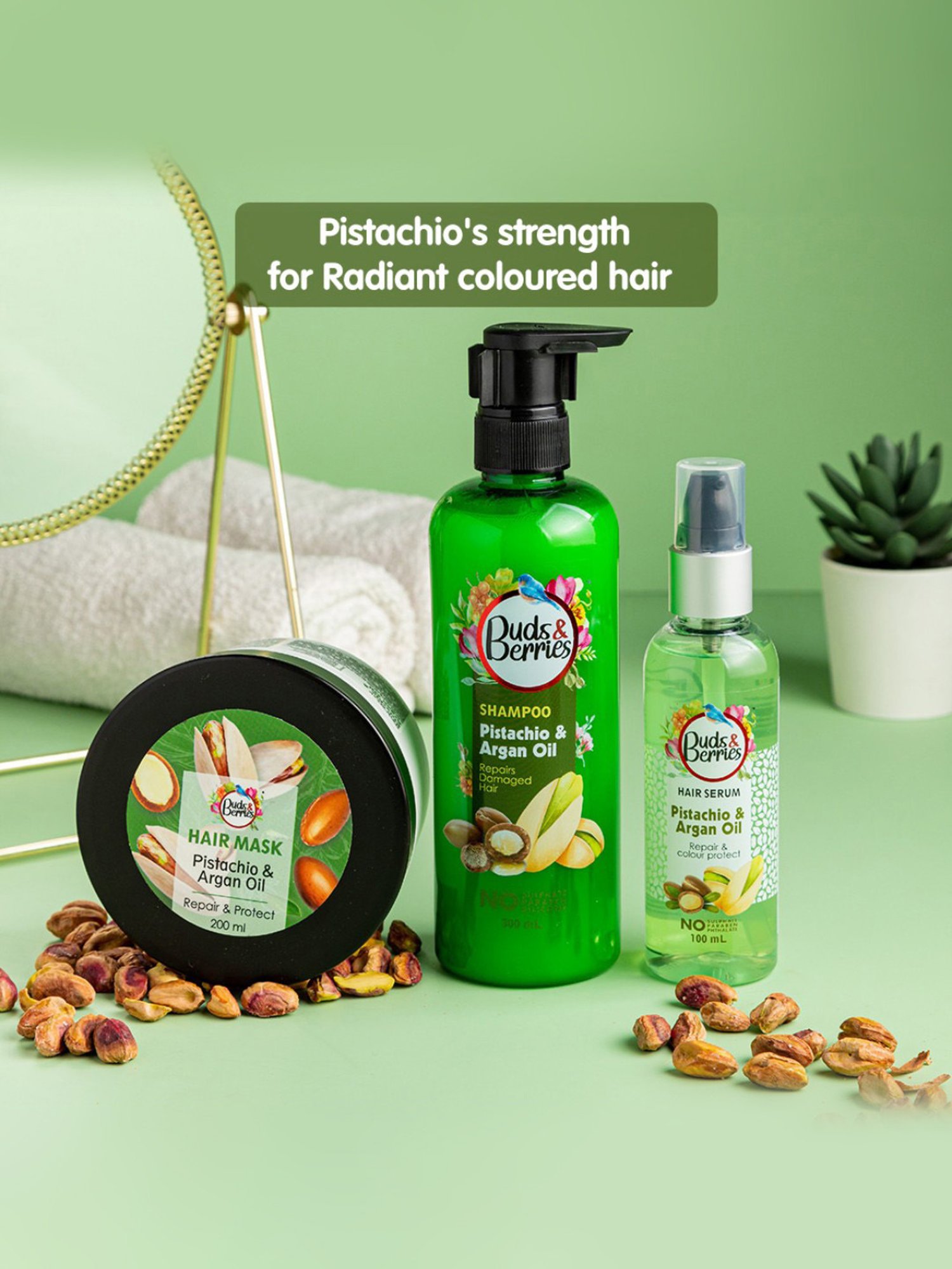 Buds & Berries Pistachio & Argan Oil Repair & Protect Hair Mask - 200 ml