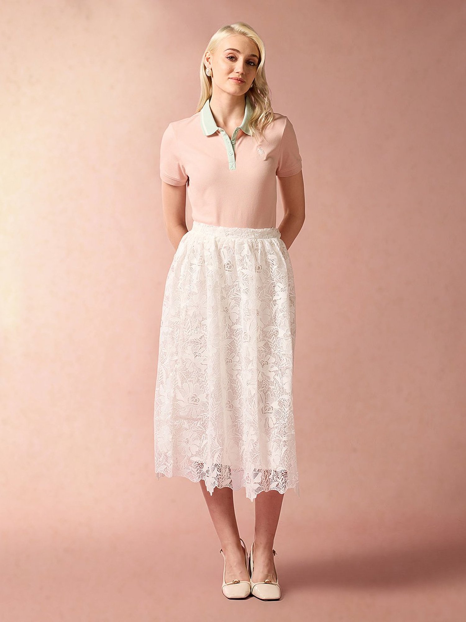 U.S. Polo Assn. Pink Logo Print Polo T-Shirt