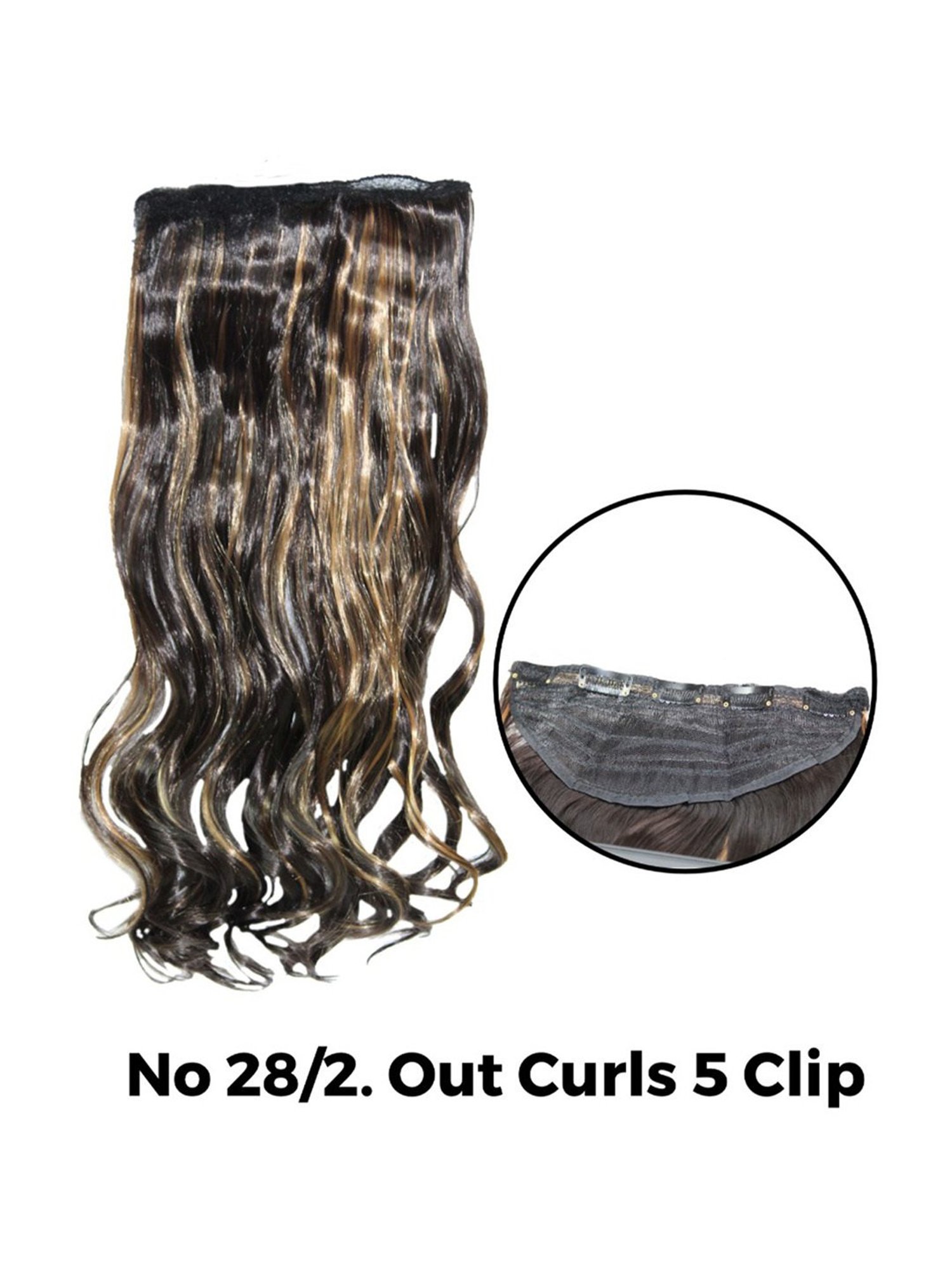 Bronson Professional Out Curl 5 Clip-In Hair Extensions Black and Brown No. 28/2 - 24 Inches