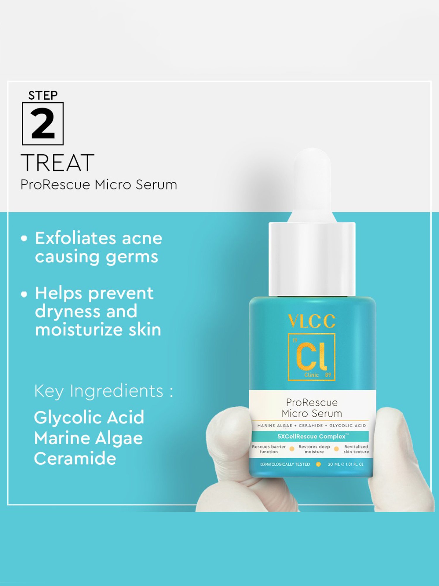 VLCC Clinic Anti Acne Face Wash, ProRescue Micro Serum & Bio Cream Combo