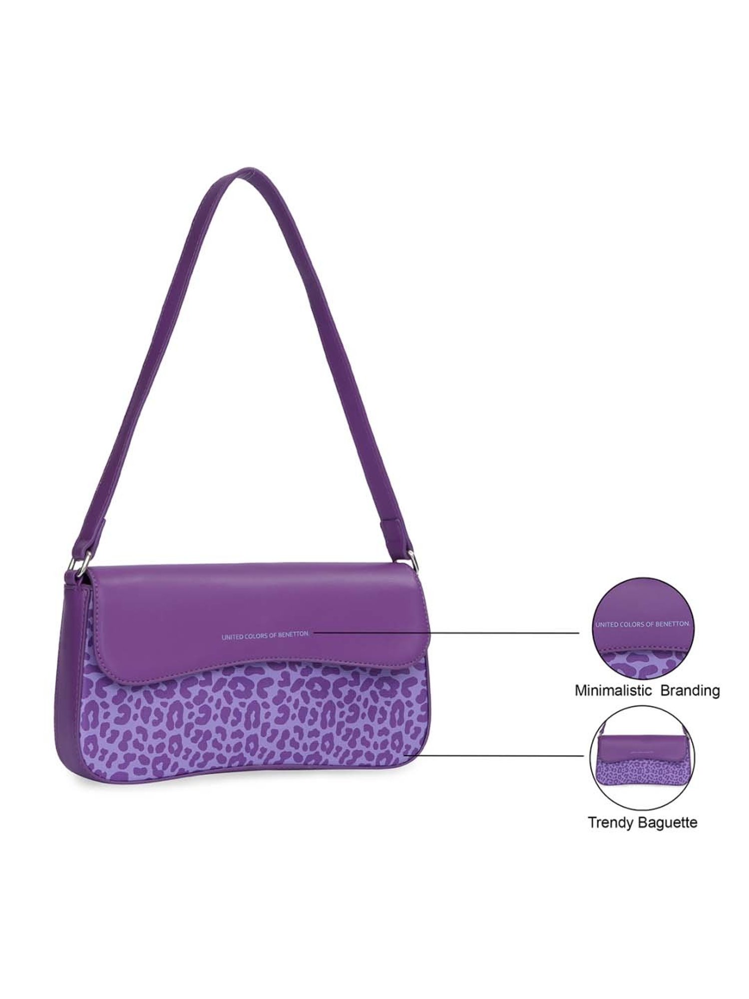 United Colors of Benetton Valeri Violet Printed Shoulder Handbag
