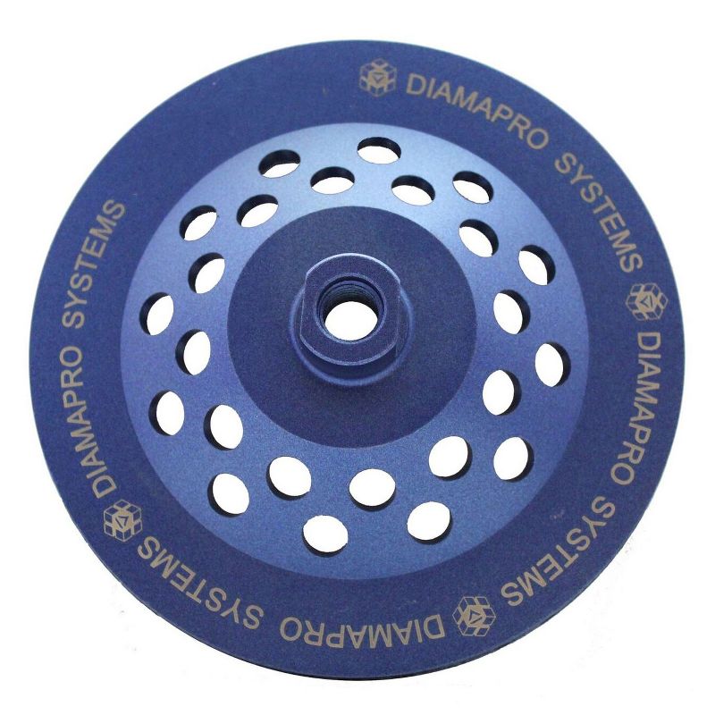 DiamaPro Systems DT-CW-7-CONT-MEDIUM-T Threaded 7 Inch Continuous Rim Turbo Concrete Polishing Grinding Cup Wheel for Rounded Corners, Medium