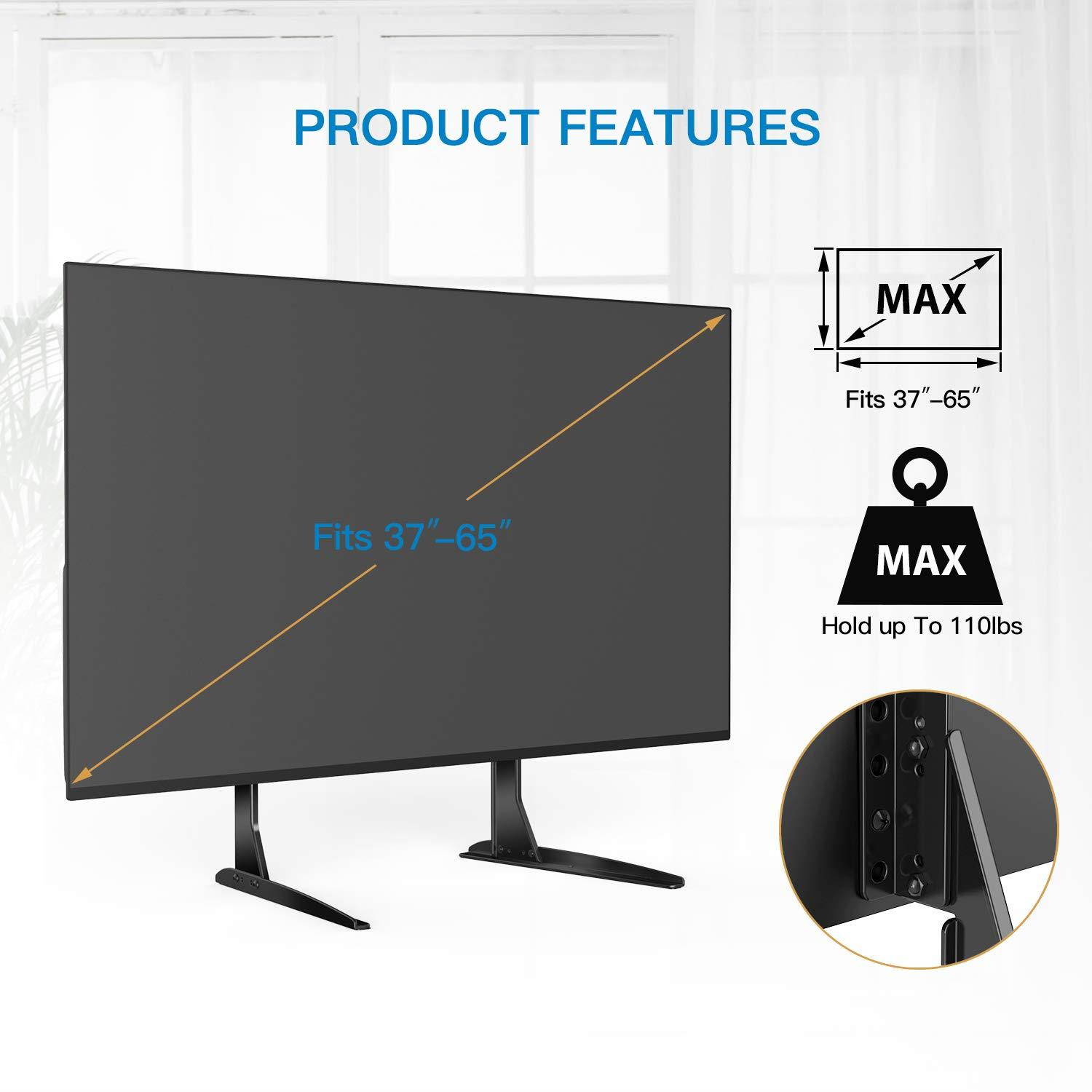 PERLESMITH Universal Table Top TV Stand for 37-65 Inch Flat Screen, LCD TVs Premium Height Adjustable Leg Base Stand Holds up to 110lbs, VESA up to 800x400mm
