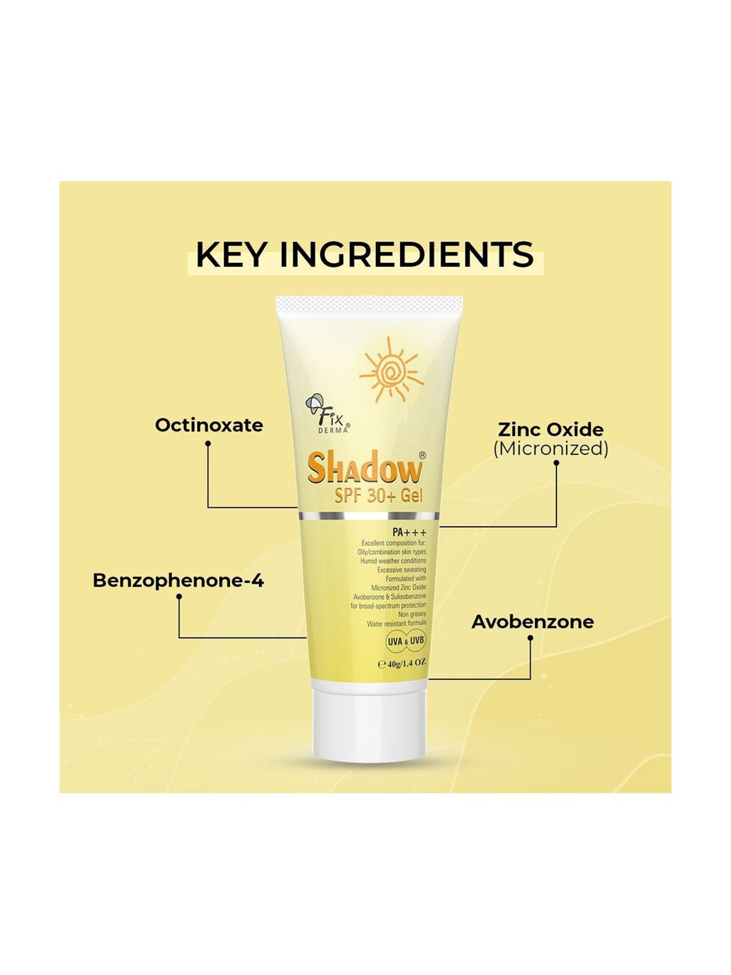 Fixderma Shadow SPF 30+Gel - 40 gm