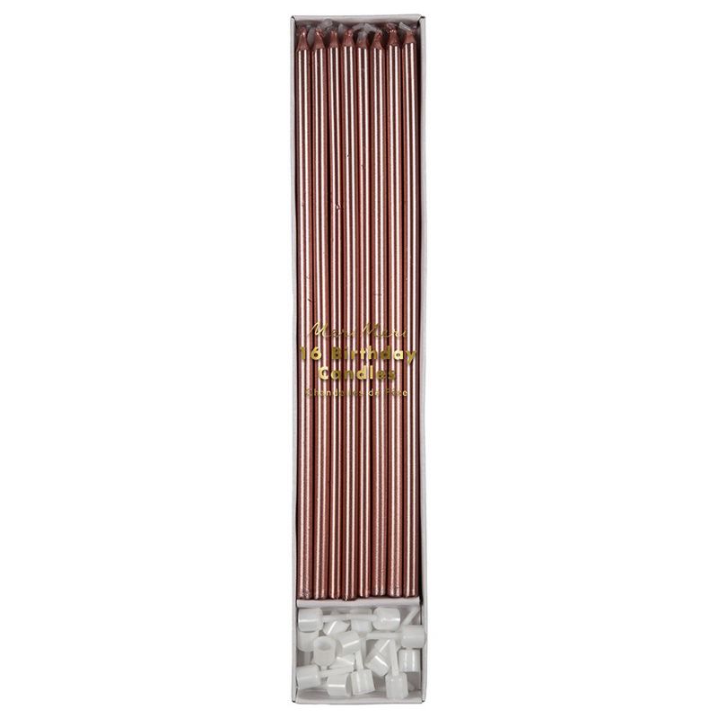 Meri Meri - Rose Gold Long Candles - Cake Candles - 16ct