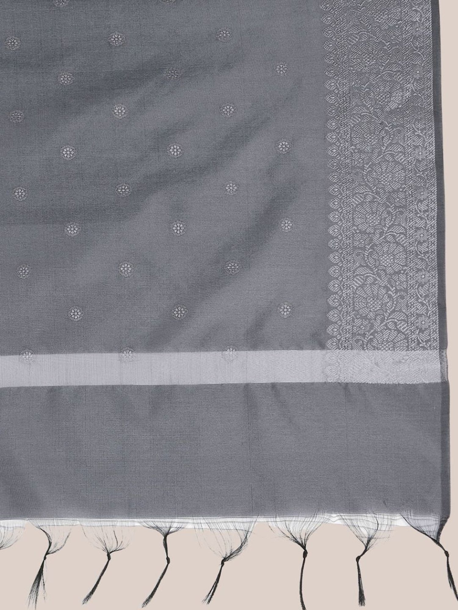 Dupatta Bazaar Grey Woven Pattern Dupatta