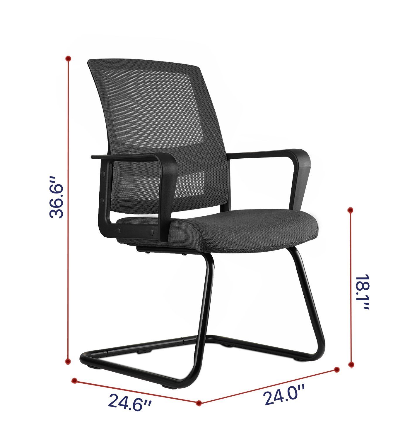 COLAMY Office Guest Chair with Lumbar Support and Mid Back Mesh Space Air Grid Series for Reception Conference Room