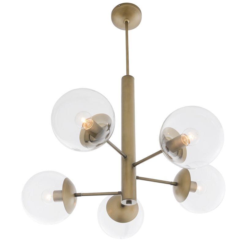 23" Mid Century 5 Light Chandelier Antique Brass - Varaluz