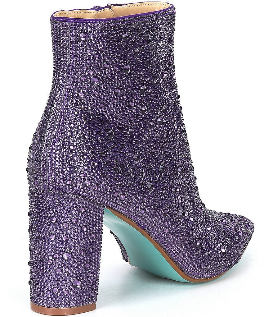 Blue by Betsey Johnson Cady Rhinestone Embellished Block Heel Booties