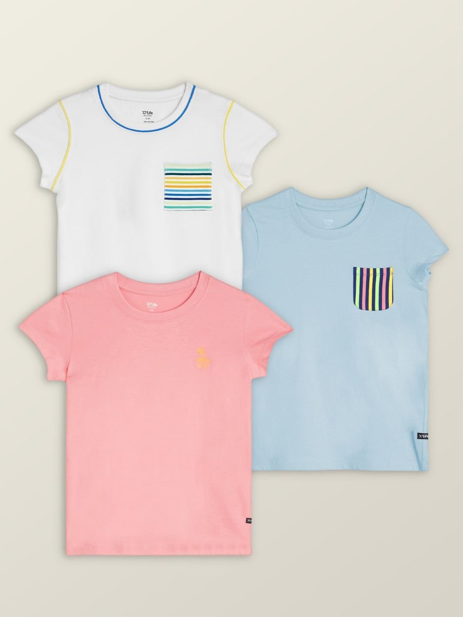 XY Life Kids Multicolor Cotton Printed T-Shirt (Pack of 3)