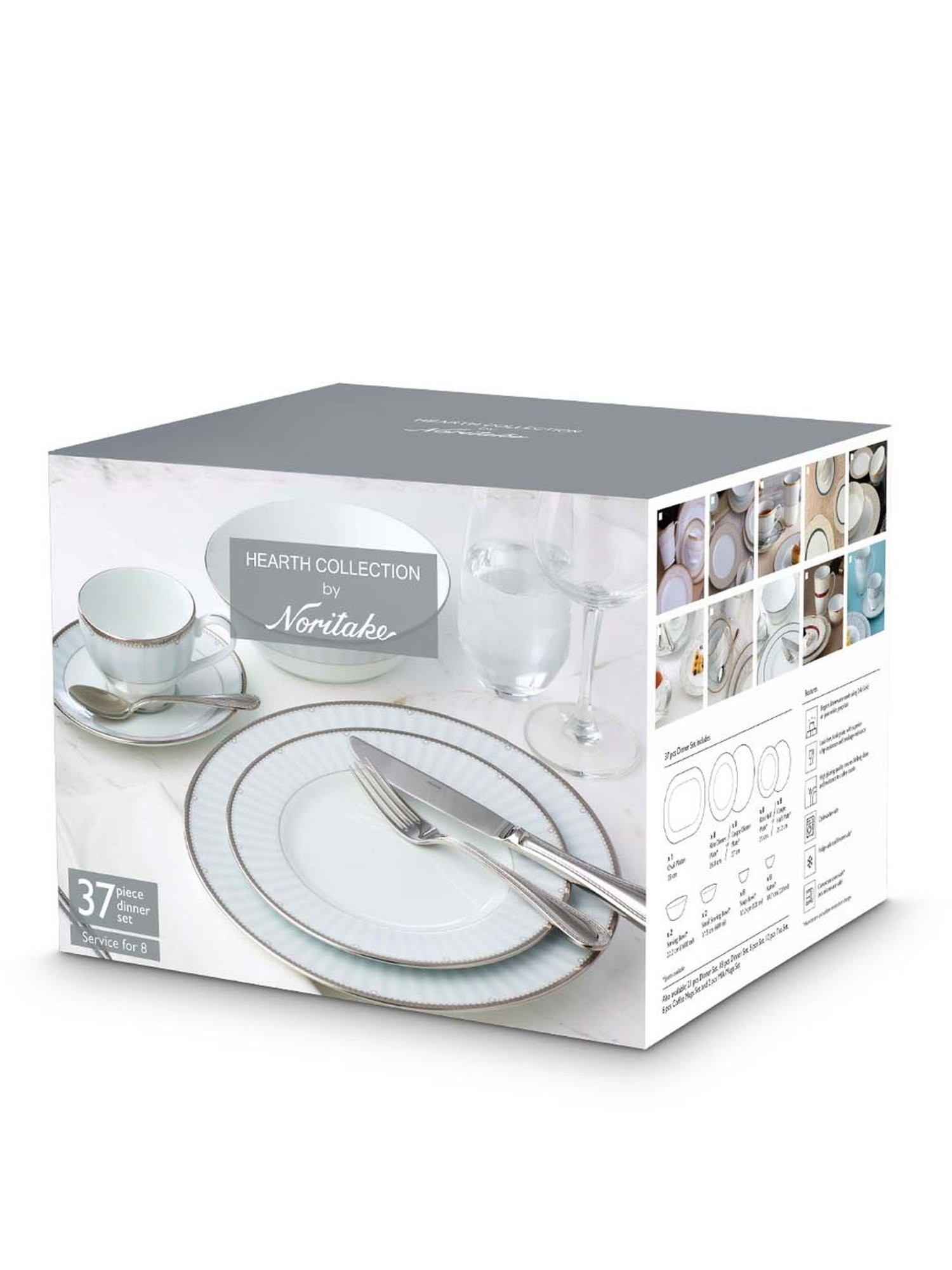 NORITAKE Queen's Fountain White & Red Porcelain Rim Dinner Set