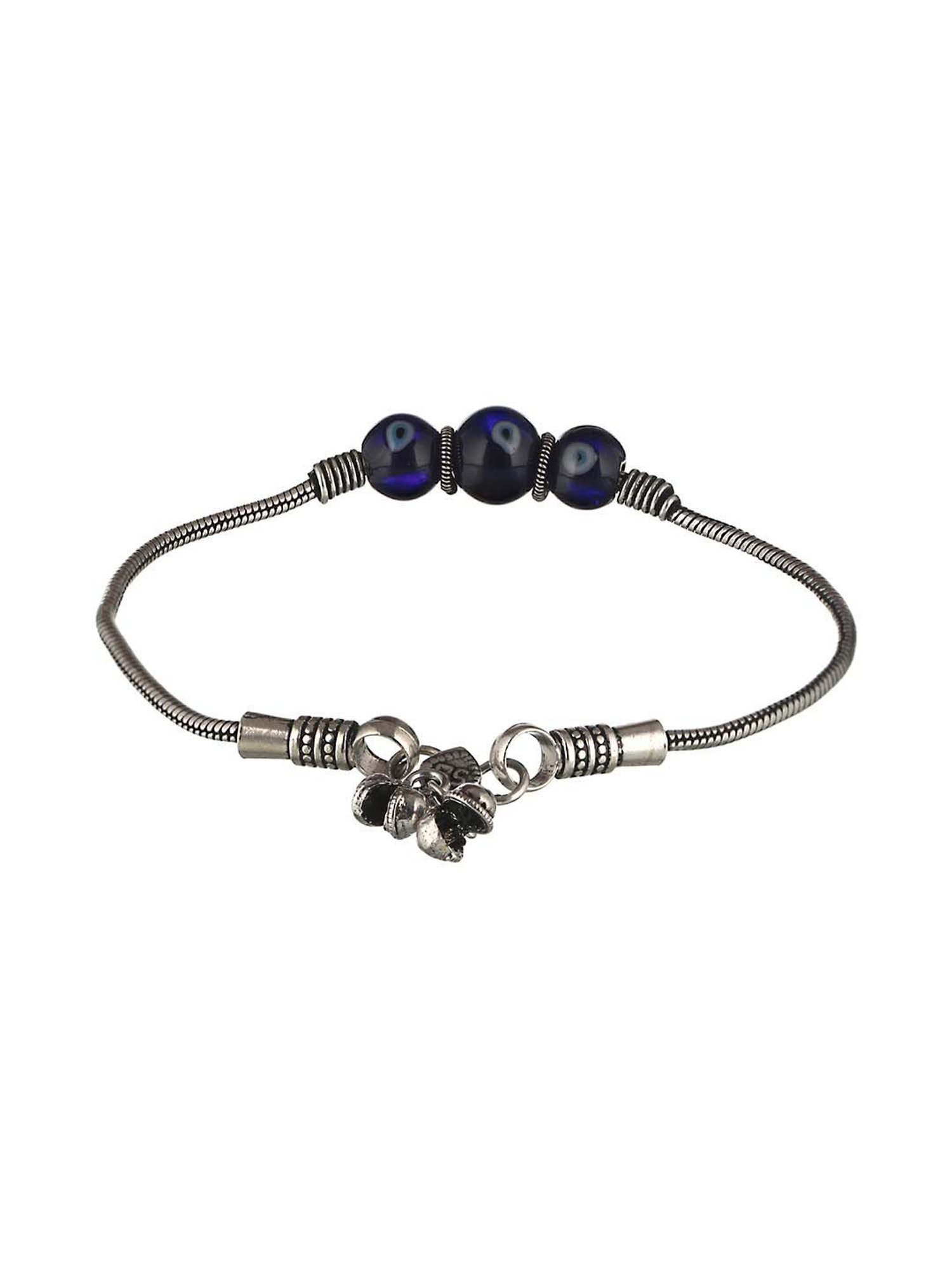 Saraf RS Jewellery Evil Eye German Silver Payal/Anklets - Set of 2