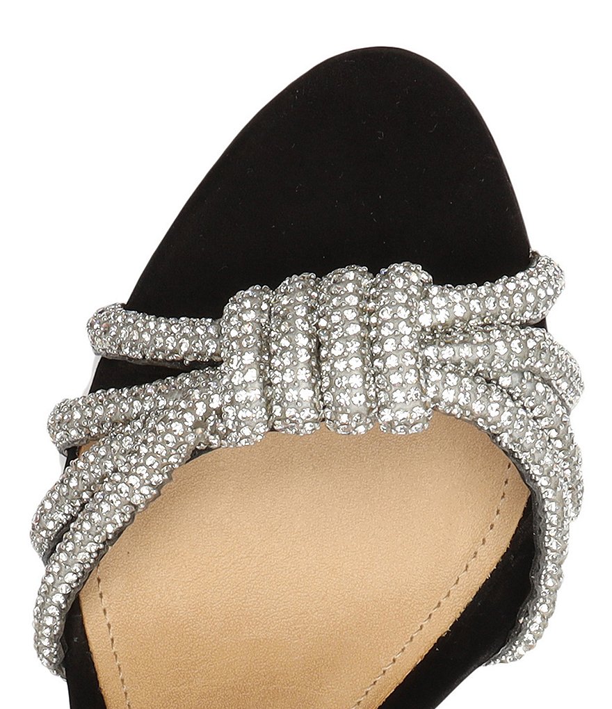 Schutz Knory Jewel Embellished Knotted Suede Dress Sandals