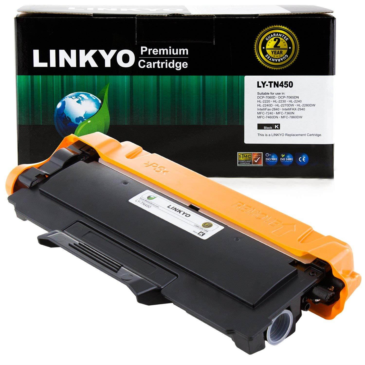 LINKYO Compatible Toner Cartridge Replacement for Brother TN450 TN-450 TN420 (Black, High Yield)