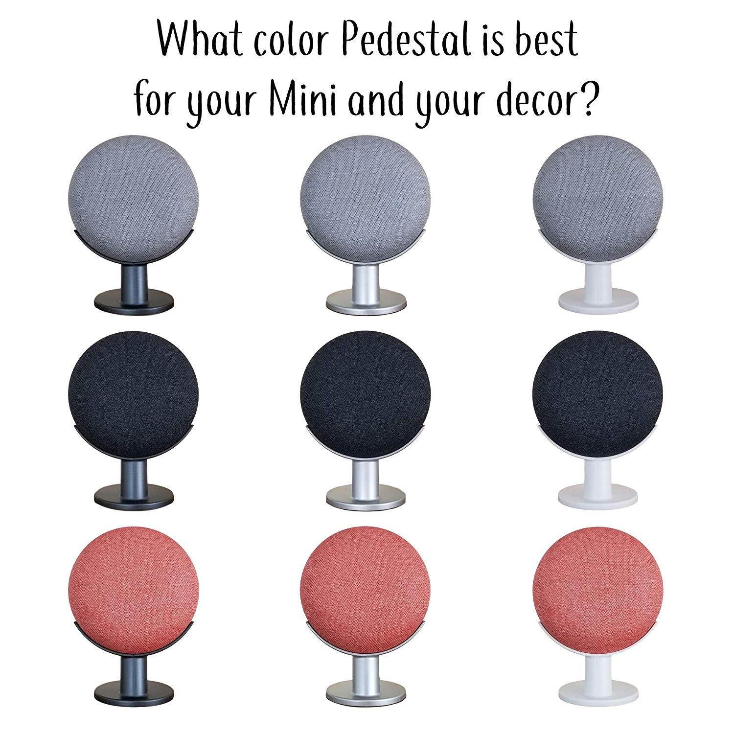 Mount Genie Google Home Mini Pedestal: Improves Sound Visibility and Appearance - Cleanest Mount Holder Stand for Google Mini - Designed in USA (Charcoal)