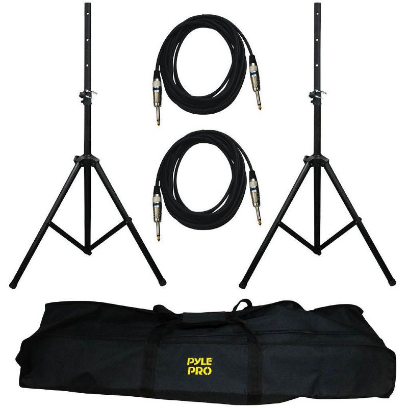 Pyle Pro DJ PA Speaker Monitor Pole Mount Stands + 0.25" Cable Kit (2 Pack)