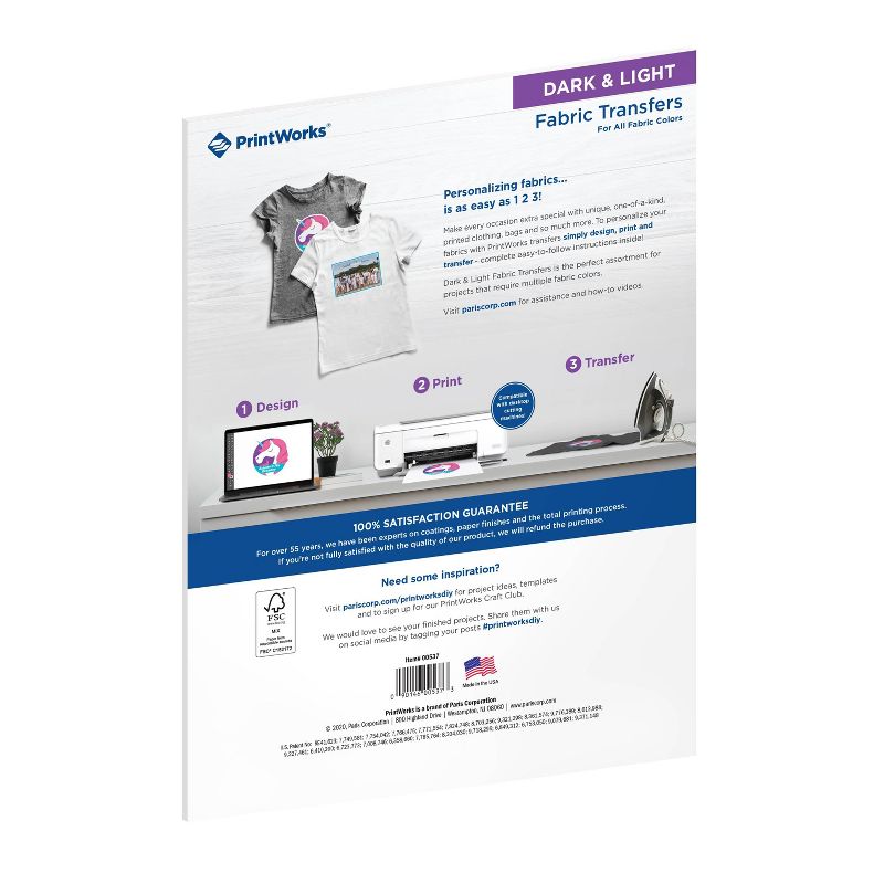 2pk 10 Sheets/Pack White & Dark T-Shirt Transfers Bundle for Inkjet 8.5"x11" - PrintWorks