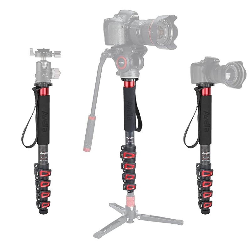 C325 Carbon Fiber 58 Inch Camera Monopod Professional Telescopic Monopods Compatibility DSLR Cameras