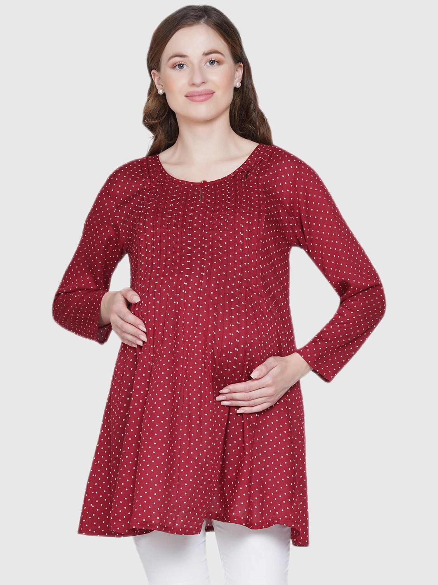 Mine4nine Red Polka Dot Print Dress