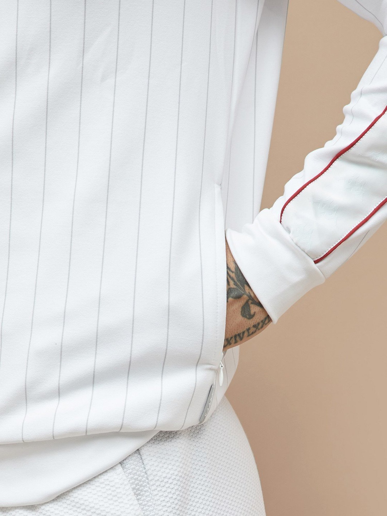 Kappa White Regular Fit Striped Hooded Sweatshirt