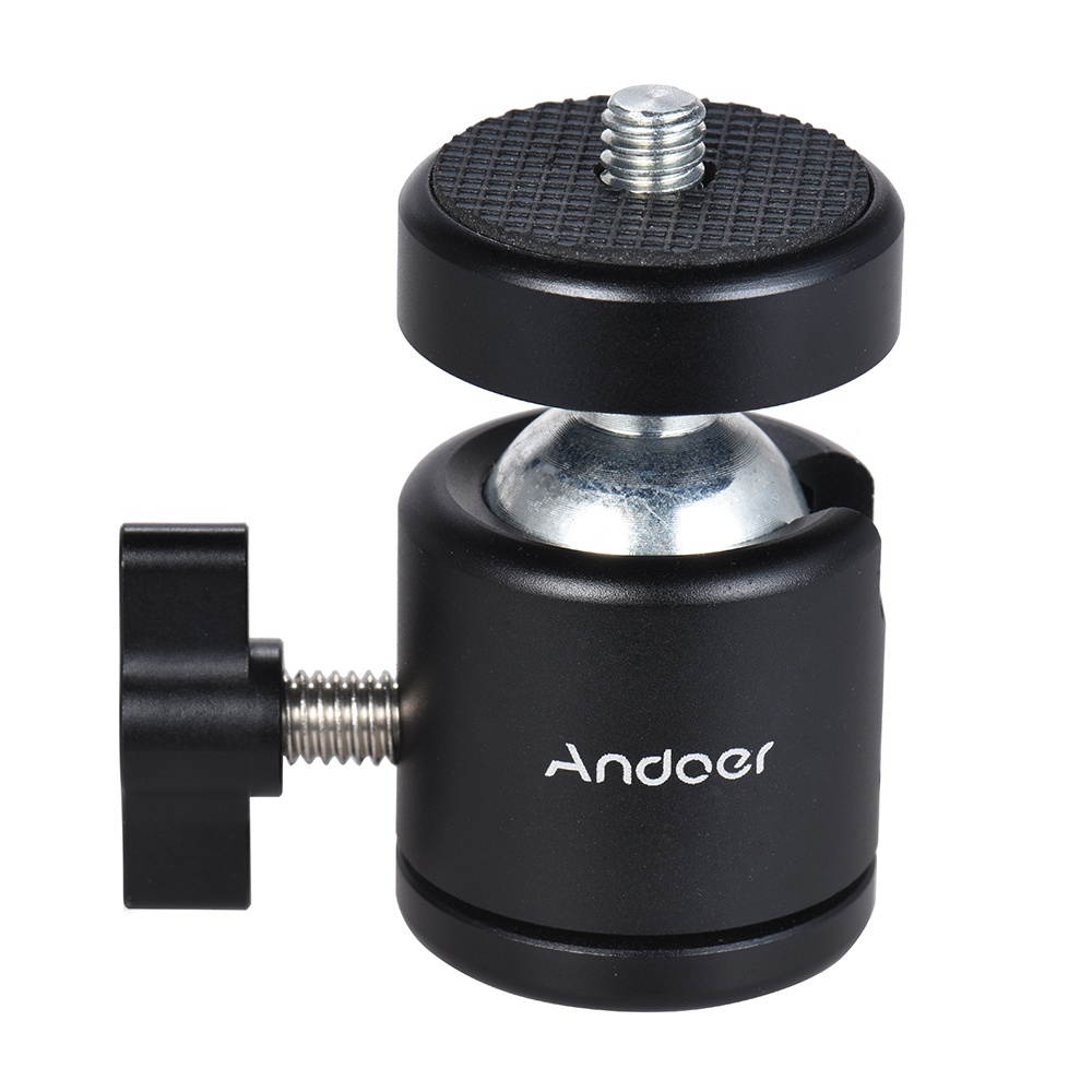 Andoer Mini Tripod Metal Ball Head Adapter Ballhead Mount with 1/4" Screw & 1/4" Screw Hole