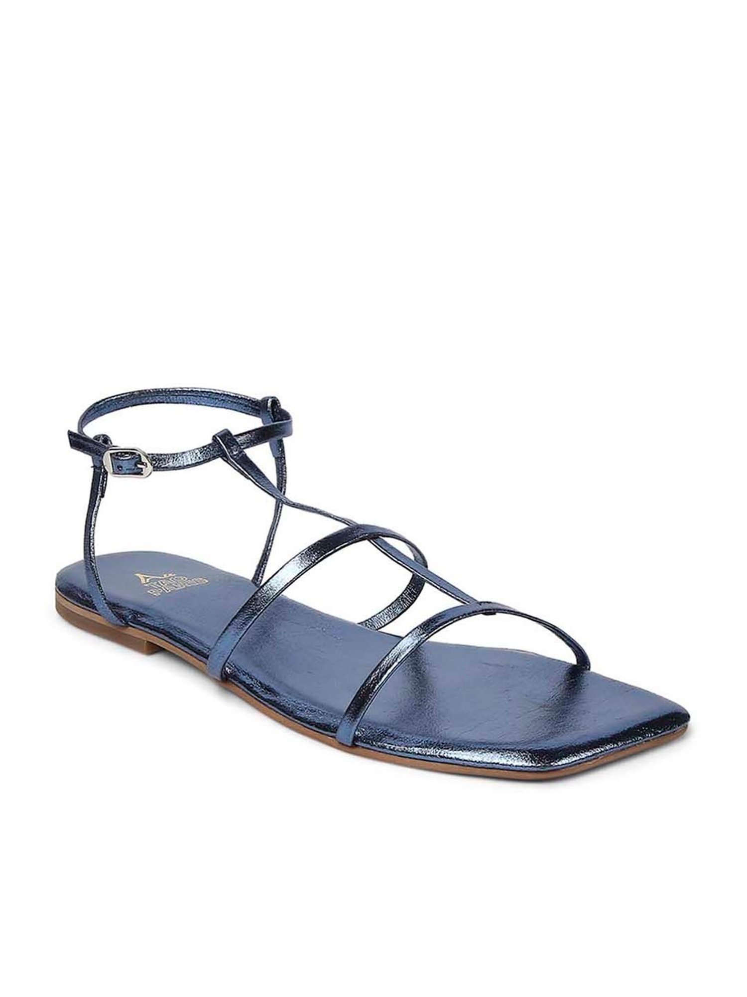 Tao Paris Women's Ankara Blue Ankle Strap Sandals