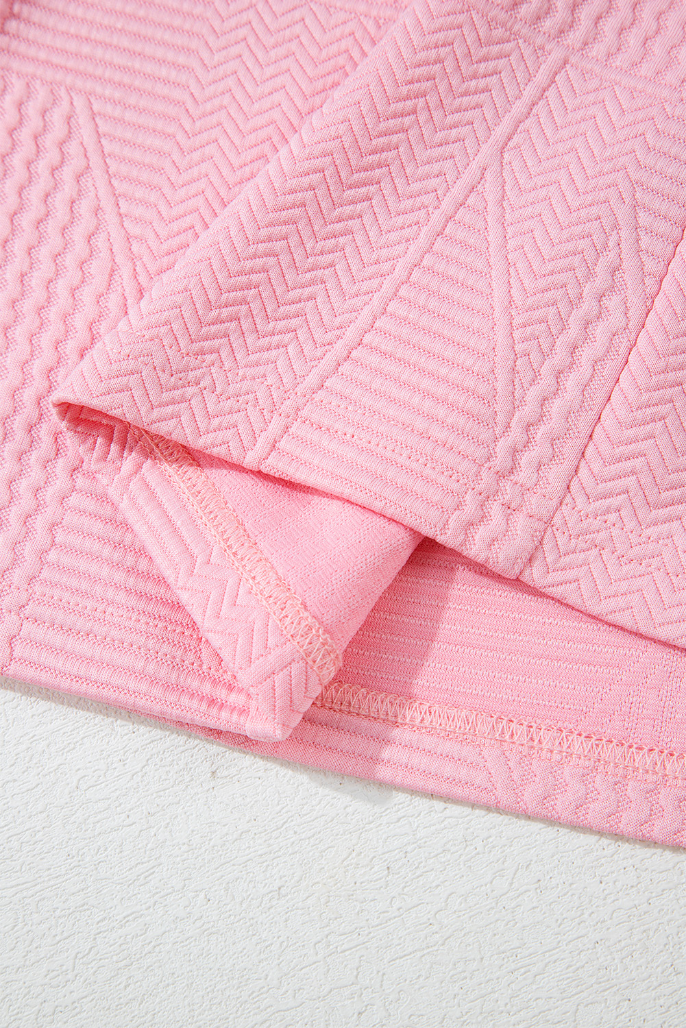 Green Solid Color Quilted Long Sleeve Top and Wide Leg Pants Set