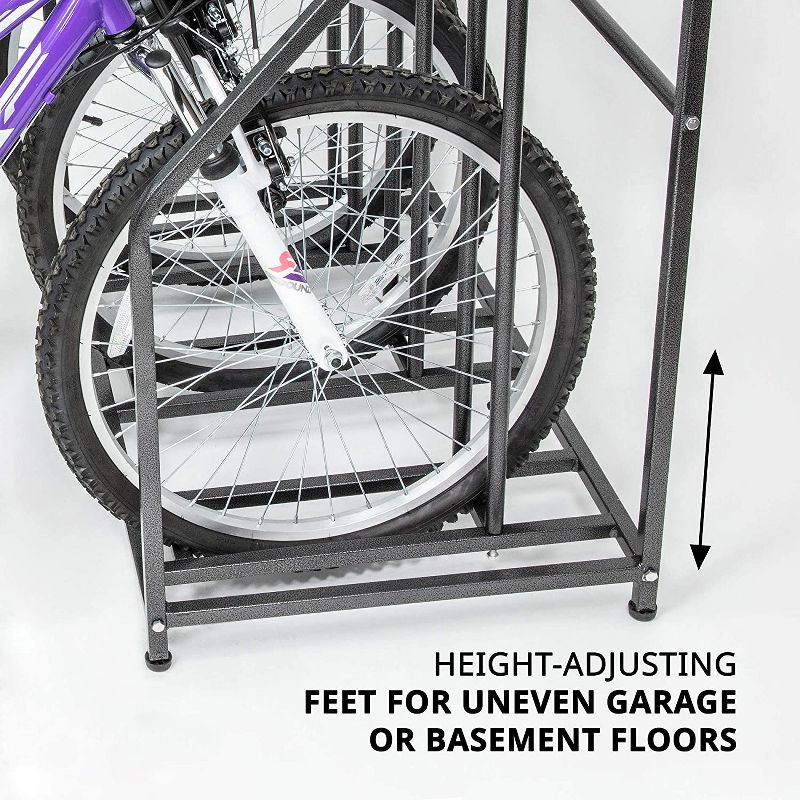 RaxGo 3 Bicycle Floor Parking Stand, Free Standing Bike Rack & Sports Storage Organizer for Garage