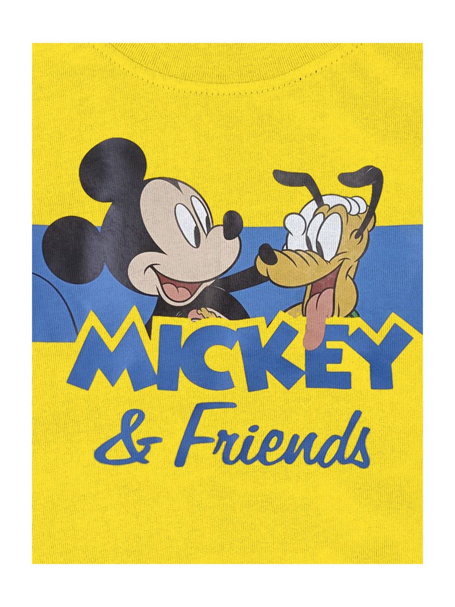 Bonkids Kids Yellow & Blue Cotton Printed Mickey & Friends T-Shirt