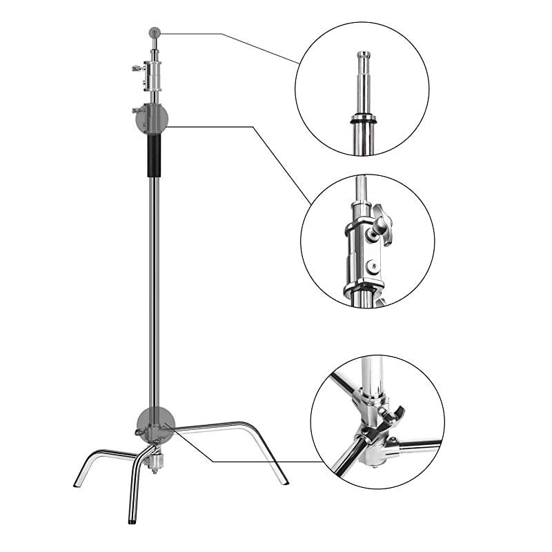 Photo Studio Heavy C Stand Support Metal Adjustable Reflector Stand with Holding Arm for Photography Studio Video Reflector and Monolight