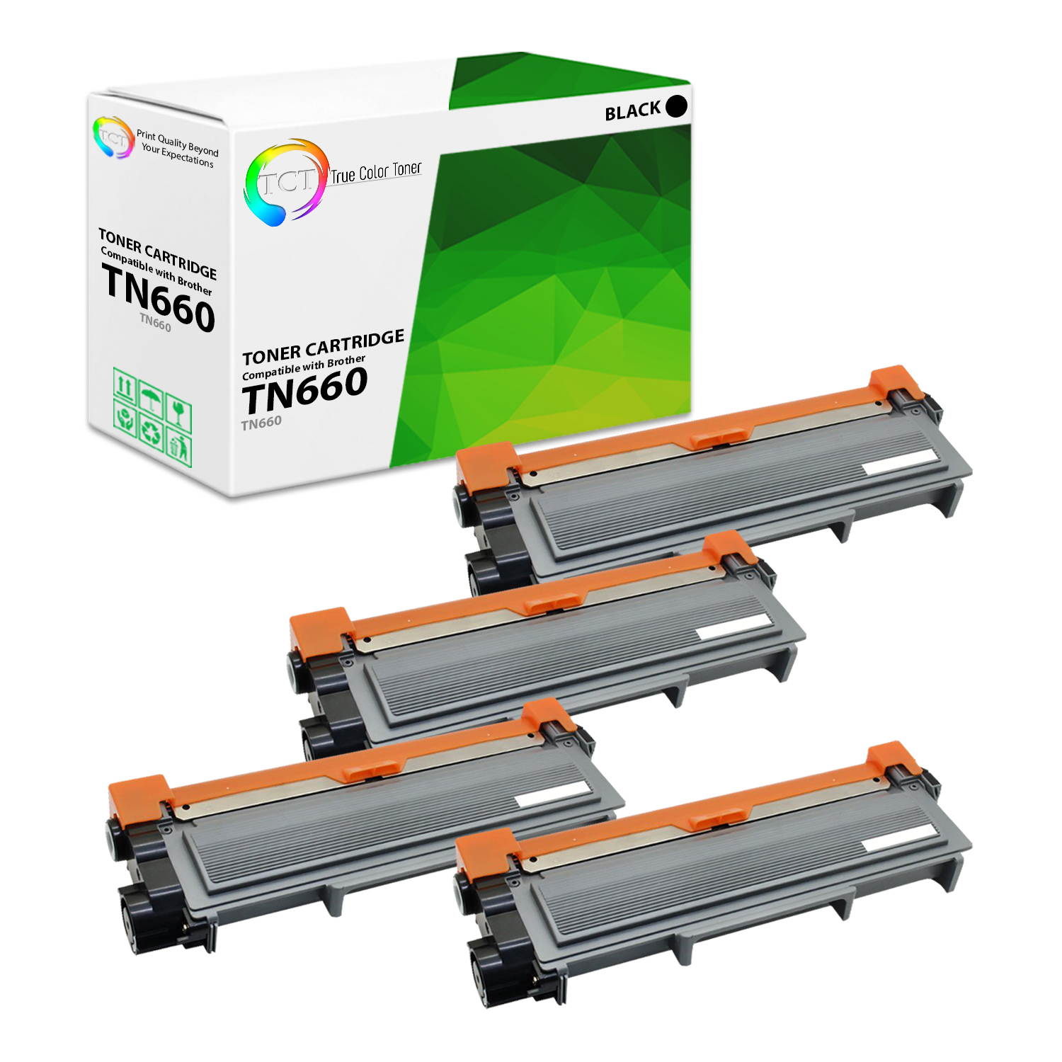 TCT Premium Compatible Toner Cartridge Replacement for Brother TN-660 TN660 Black High Yield works with Brother HL-L2340DW, MFC-L2700DW L2740DW, DCP-L2520DW L2540DW Printers (2,600 Pages) - 4 Pack