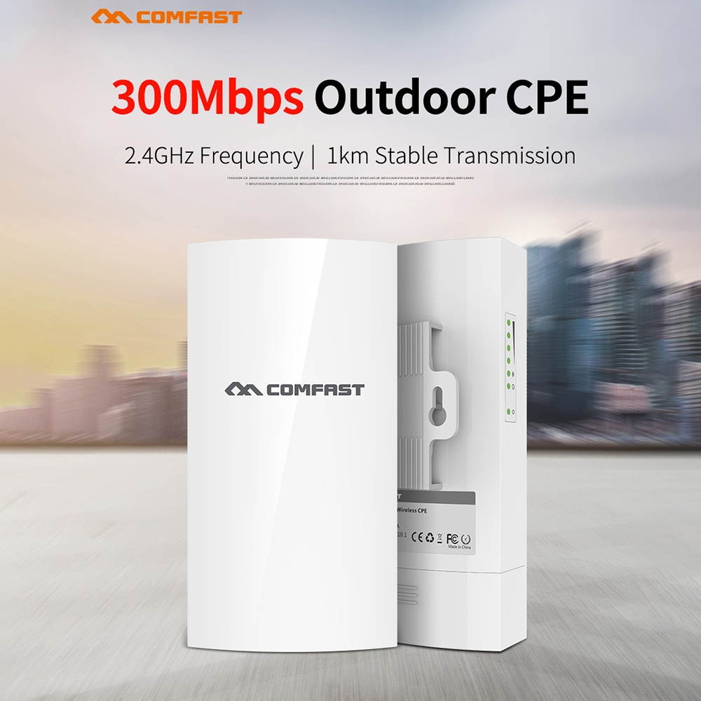 COMFAST 300Mbps Outdoor CPE 2.4GHz Monitoring CPE IP65 POE SSID Wireless Bridge for Security and Monitoring