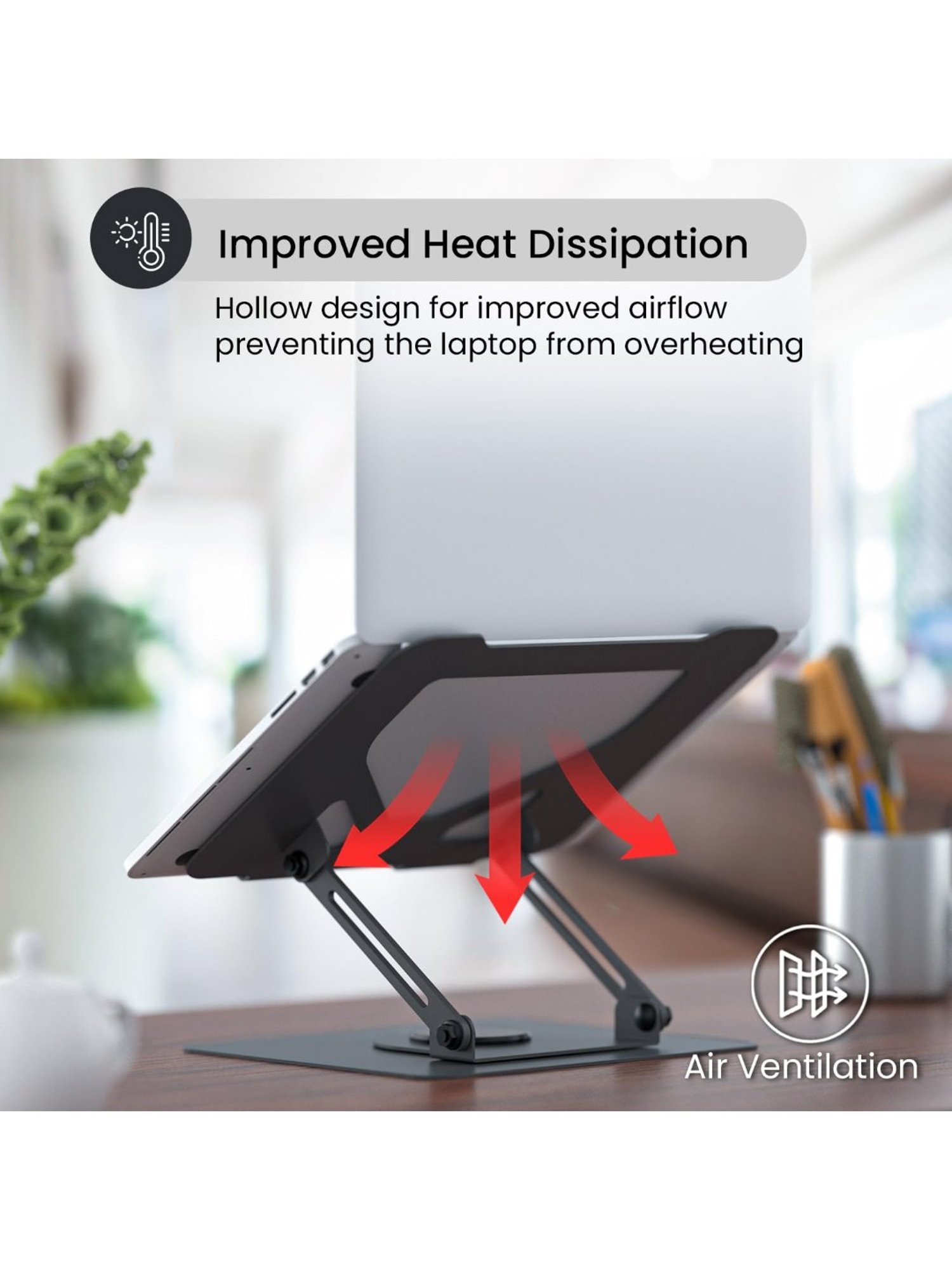 Portronics My Buddy K11 Metal Adjustable Laptop Stand with 360 degree Rotation (Black)