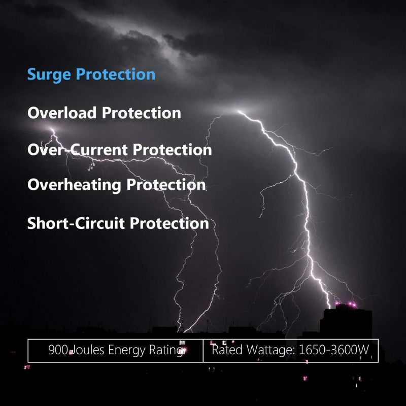 Power Strip 9.8ft Surge Protector Flat Plug 15A 14 AWG Long Extension Cord 6 AC Outlets 4 USB Ports Fast Charge Electric Outlet Fireproof Desktop Charger for iPhone iPad Laptop White