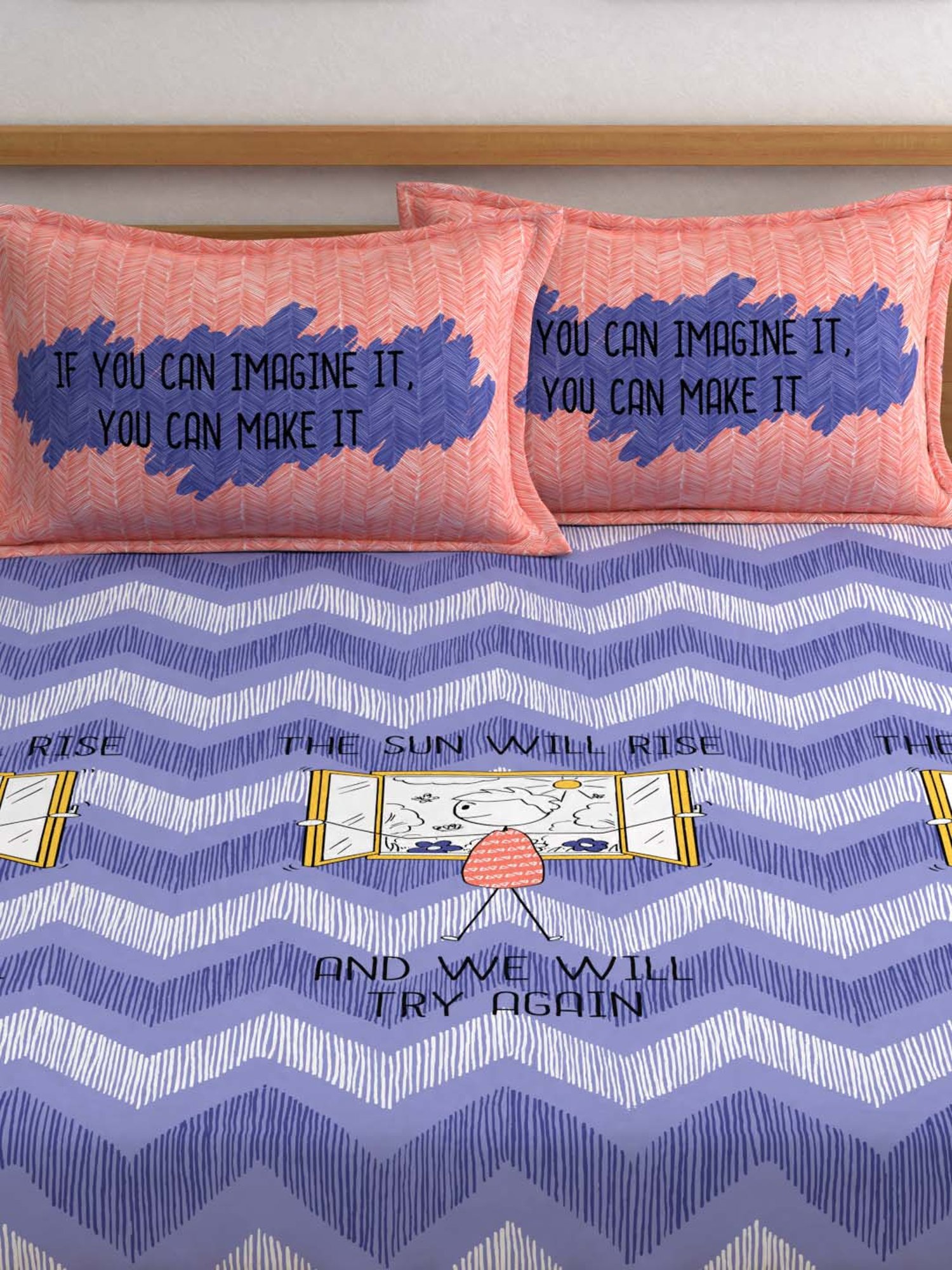 My Room Purple 210 TC Cotton Bed Sheet Set