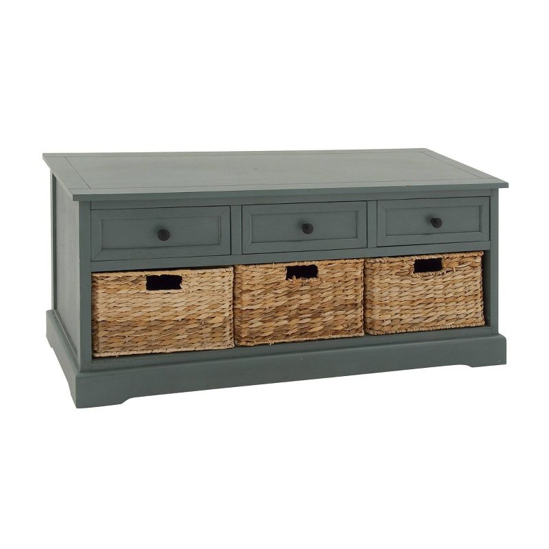 Wood Cabinet with Wicker Storage Basket Drawers Blue - Olivia & May