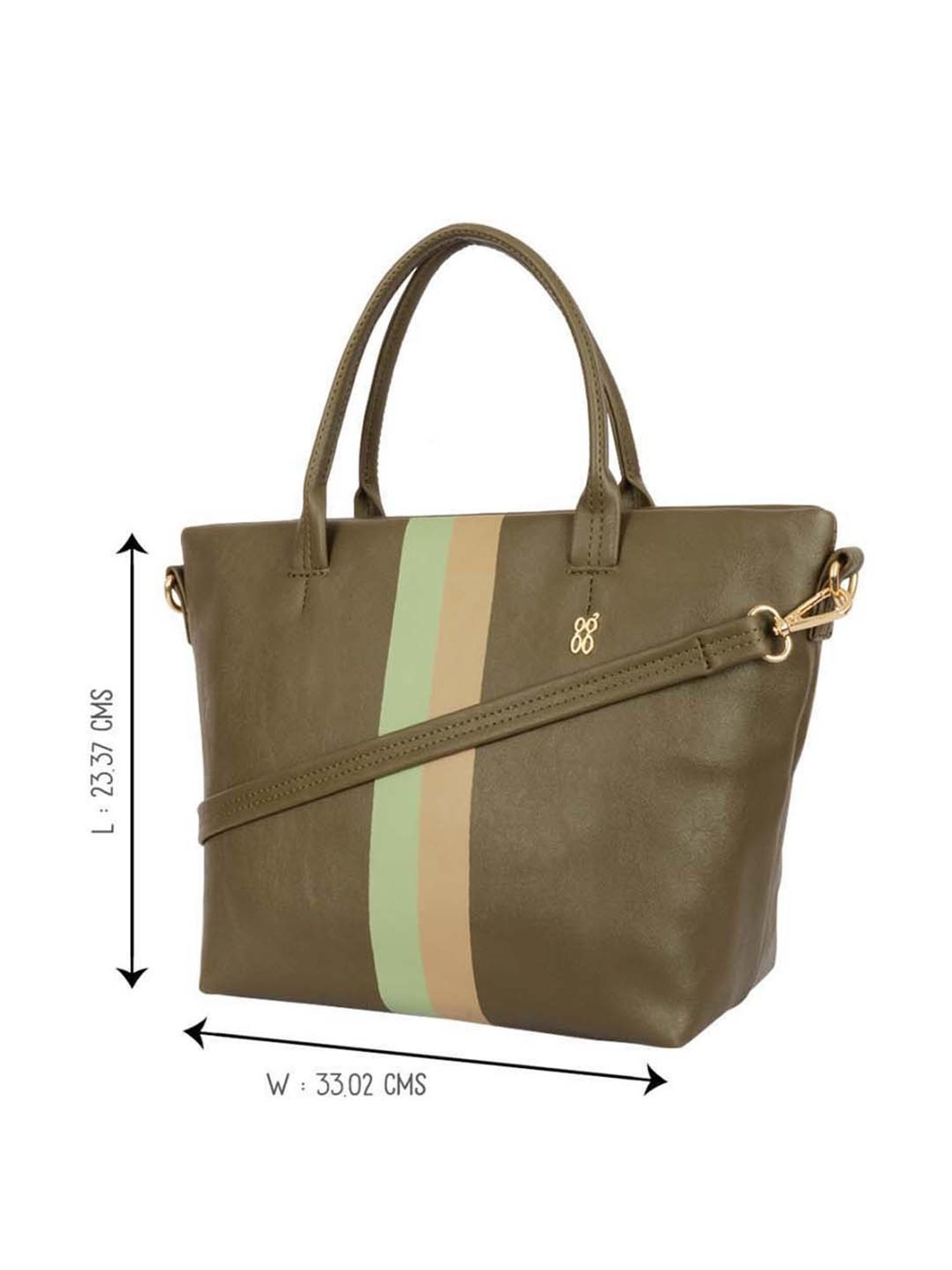 Baggit Olive Color Block Medium Tote Handbag