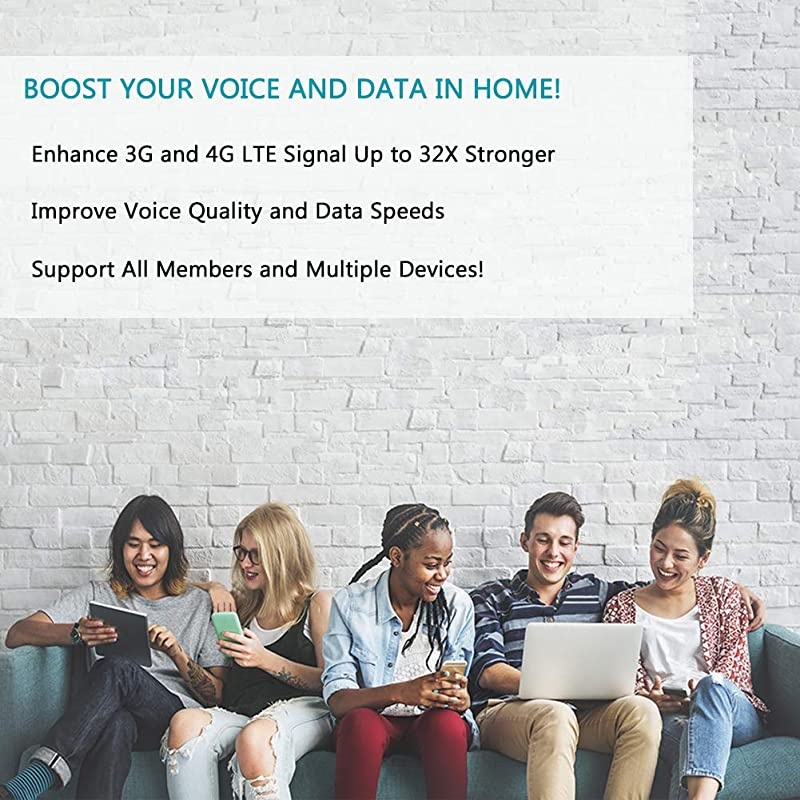 Cell Phone Signal Booster Repeater for Verizon AT&T T-Mobile Sprint All Carriers - Boosts 3G Voice and 4G LTE Data for Home and Office - Large Coverage & Omnidirectional Outdoor Antenna