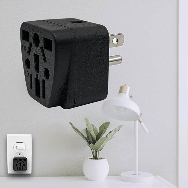 Travel Plug Adapter EUUKAUinCNJPAsiaItalyBrazil to A Type B 3 Prong Grounded A Wall Plug International Mini Travel Adapter and Converter Wall Outlet Power Charger Converter Black